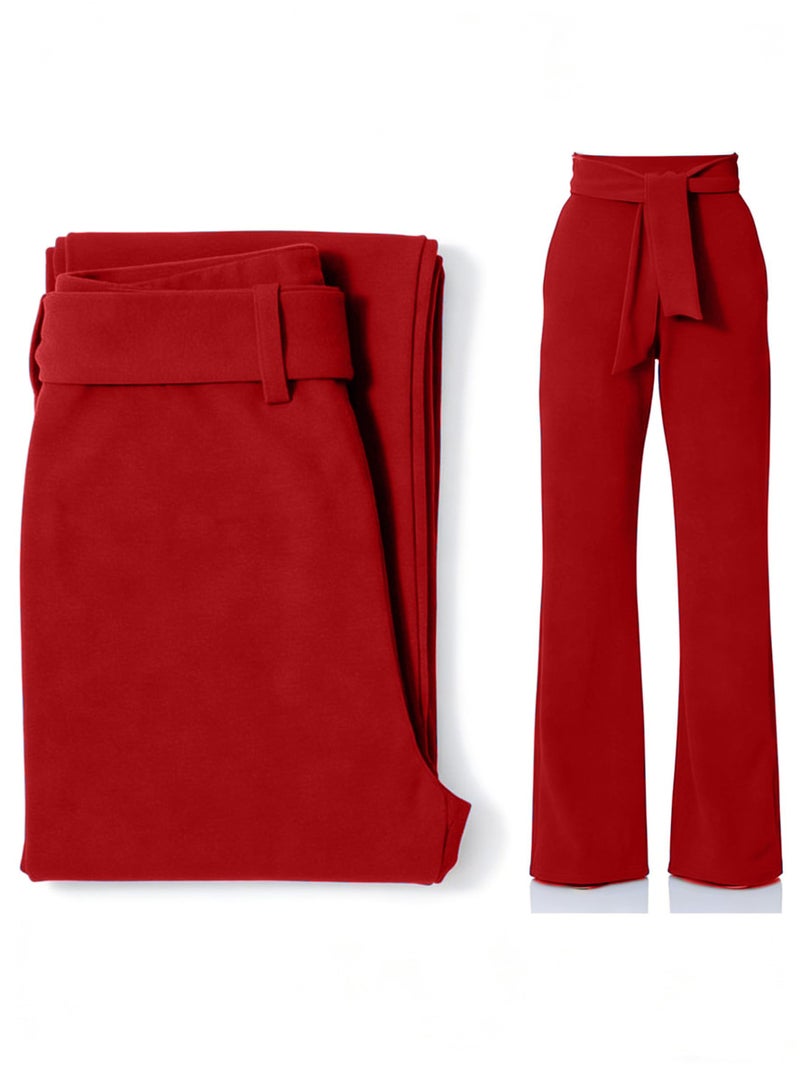 LKOUS Women's Stretchy High Waisted Straight Leg Dress Pants Office Daily Business Casual Bottoms - Image 5
